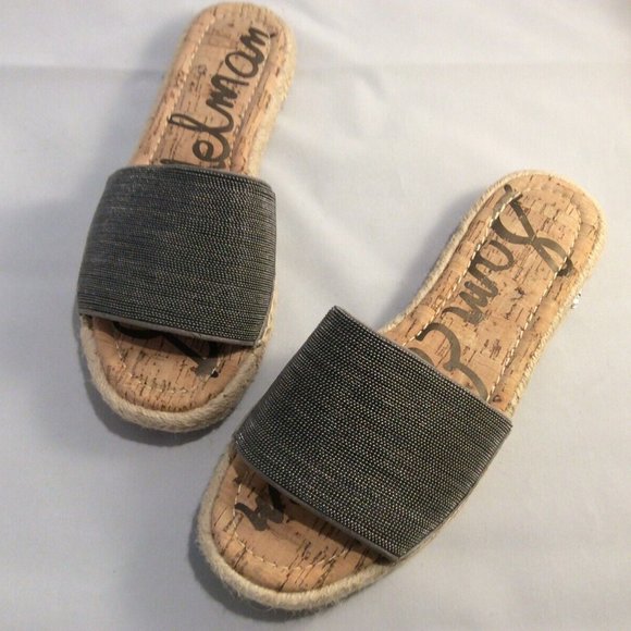 Sam Edelman Women's Aluna Slide Sandal Pewter Braided Espadrille Size 7.5 M - Picture 4 of 11